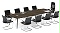 现代简约长条10人板式钢木会议桌培训桌